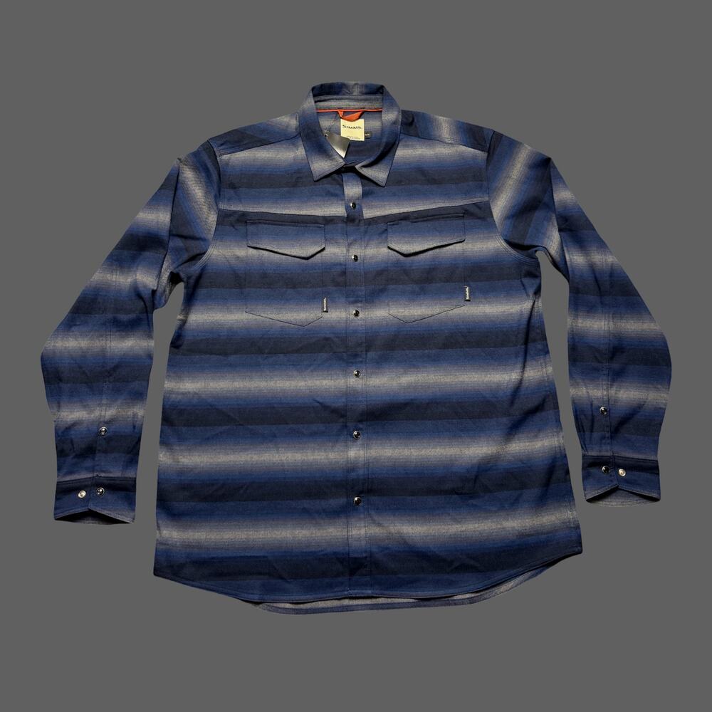 Simms Gallatin Flannel Shirt XL Atlantis Stripe NWT